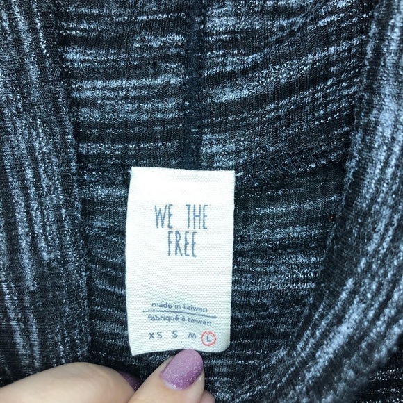 We The Free Free People Black & Gray Knit Long Sleeve Turtle Neck Dress Size L - Picture 6 of 9